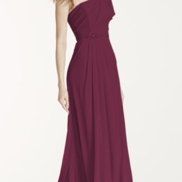 David's Bridal Dresses & Skirts - One shoulder beaded dress with side slit