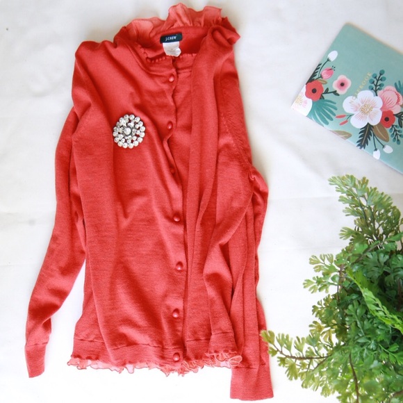 J. Crew Cardigan in Tomato Red