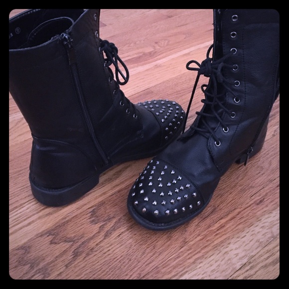 Studded military boots