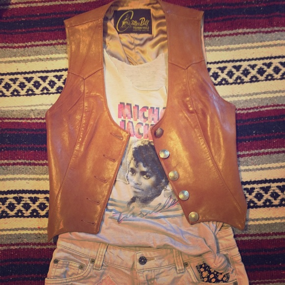 Vintage Cutter Bill Western World Leather Vest - Picture 1 of 4