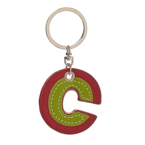 C WONDER Initial Leather Keychain "C"