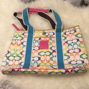 Beautiful multi colored COACH tote