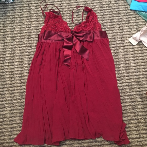 Hot Maroon Sheer Babydoll