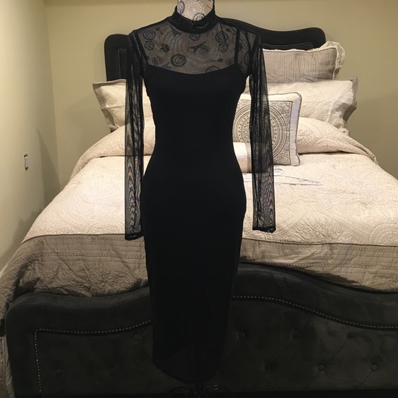 NWOT Donna Mizani Black Midi Dress - Picture 4 of 4