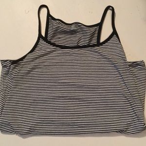 Black white stripe halter strap tank top