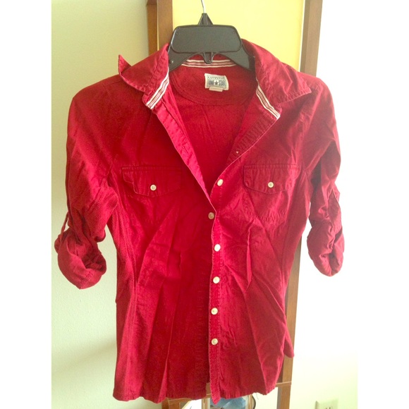 Converse XS red 3/4 sleeve dress shirt