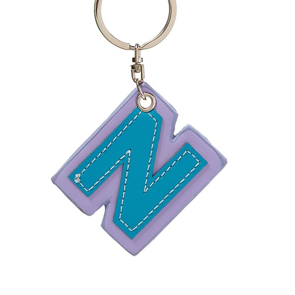 C WONDER Initial Leather Charm Keychain "N"