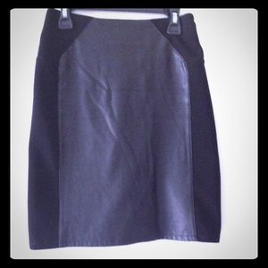 Black leather pencil skirt