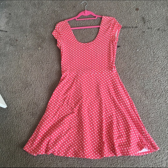 Red and white Polk a dot 1950s style dress