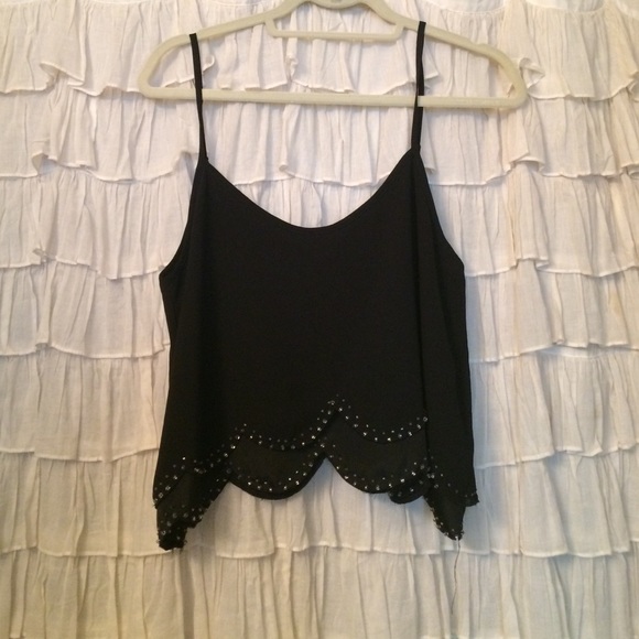 Beaded scalloped crop top