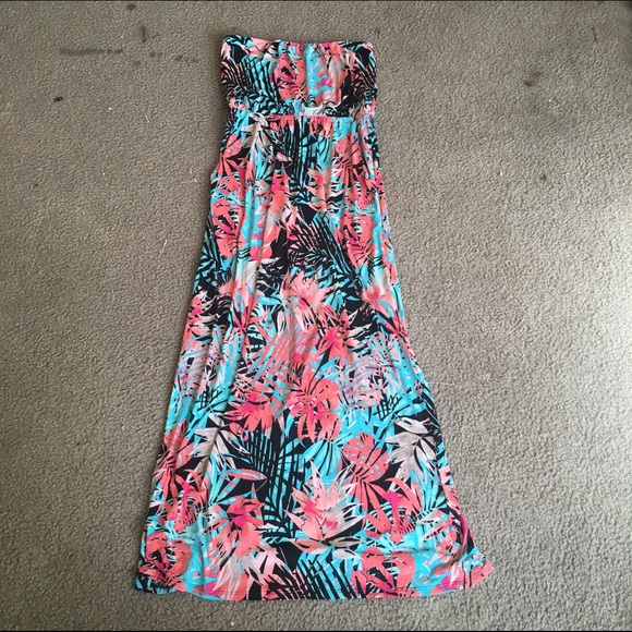 Blue and pink maxi dress