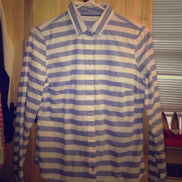 Striped blue and white button up! - Picture 1 of 4