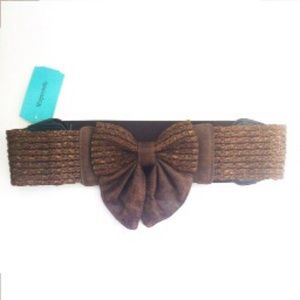 Brown Woven Bow Belt