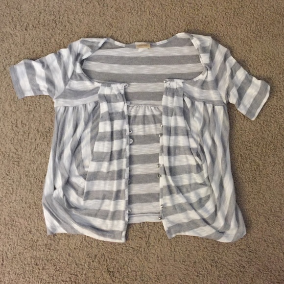 Gray and White stripped cardigan