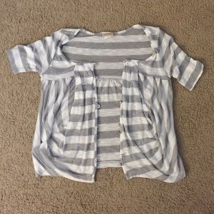 Gray and White stripped cardigan