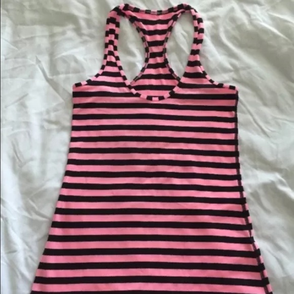 Lululemon cool racerback crb pink and black stripe - Picture 1 of 3