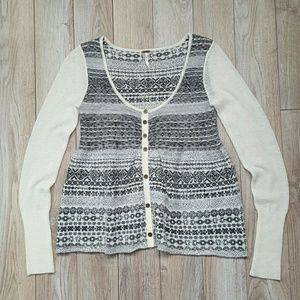 FREE PEOPLE fairisle buttoned sweater top S