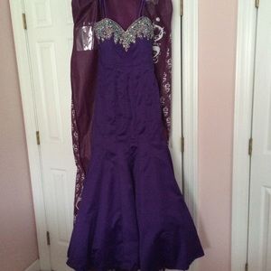 Purple beaded prom dress