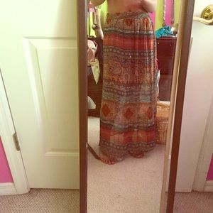 Floor length floral skirt, braided belt included.