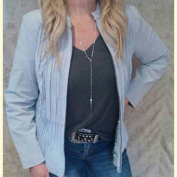 Baby Blue Bradley Bayou Suede Leather Jacket