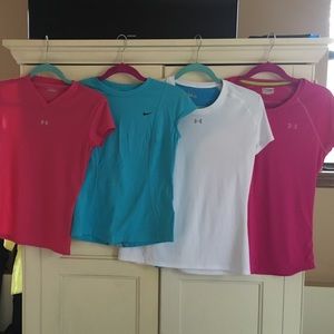 3 Under Armour & 1 Nike Workout top size Med