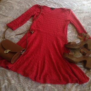 Textured red Topshop skater dress