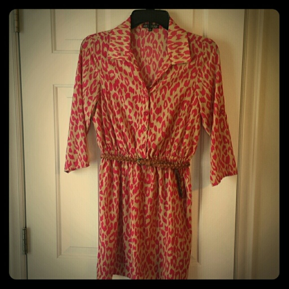 SOLD Pink leopard print mini dress