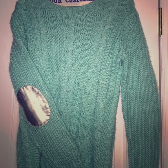 Turquoise ribbed TOBI sweater
