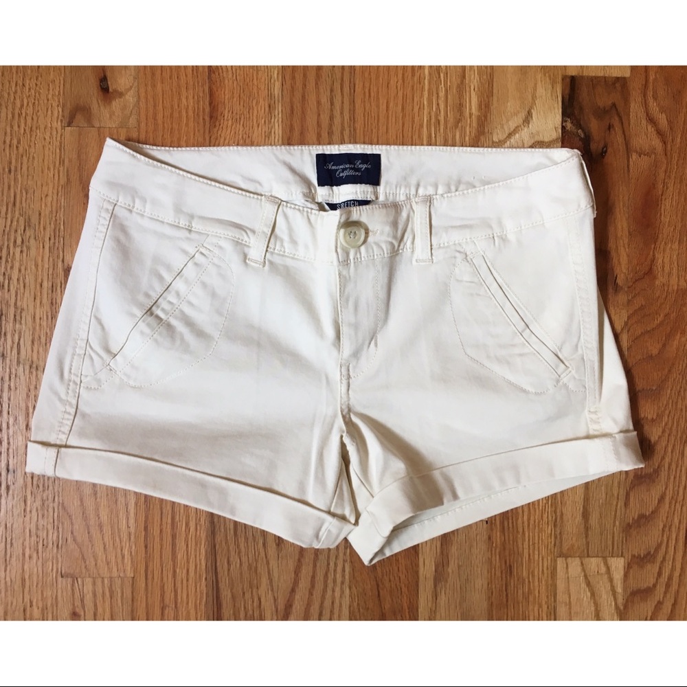 Fitted White Soft Jean Shorts