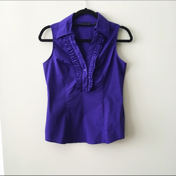New York & Company Tops - Royal Blue Ruffle Button Down Blouse