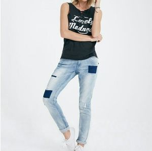 Patch Cuffed Jeans