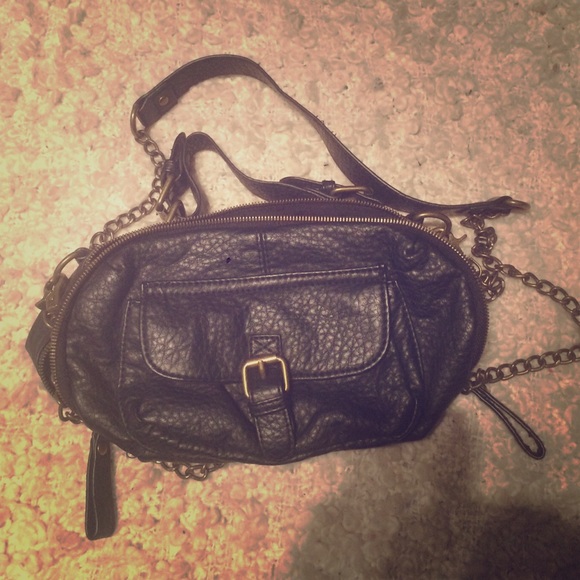 Distressed leather mini cross body bag