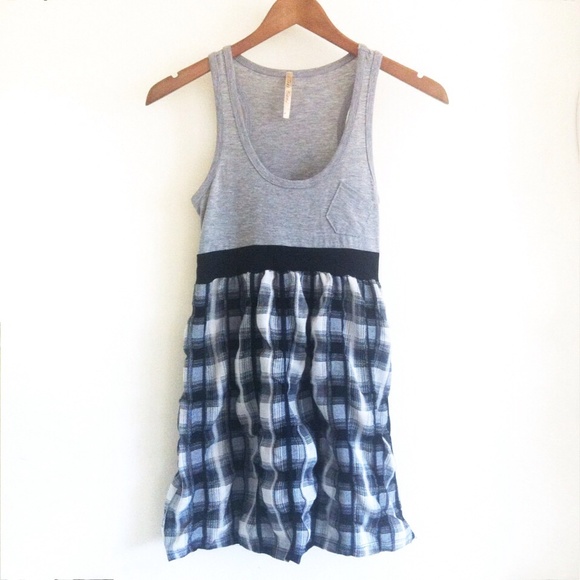Grey Tank Top Flannel Dress
