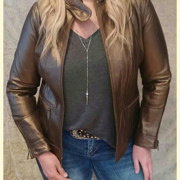 Bradley Bayou Copper Leather Motto Jacket