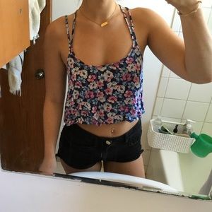 Floral loose double strapped crop