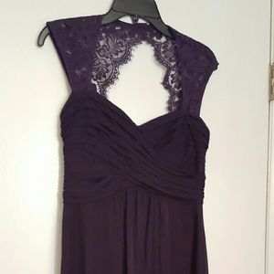Purple Lace Knee Length Dress