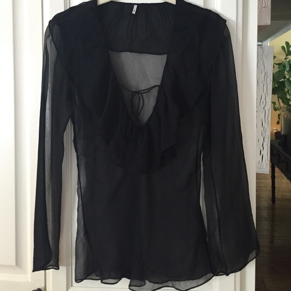 Max Studio Black Ruffle Top