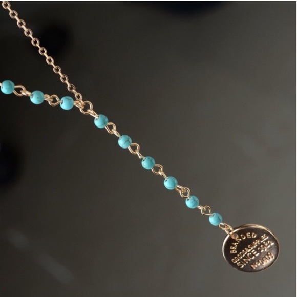 Boho Gold Coin Turquoise Bohemian Necklace - Picture 4 of 4