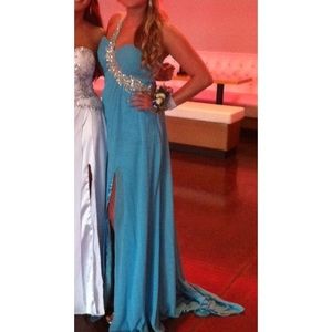 Blue one shoulder Prom dress