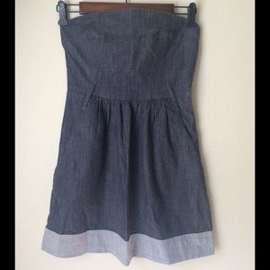 Theory Chambray strapless dress.