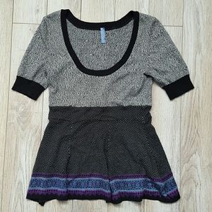 FREE PEOPLE black knit babydoll sweater top S