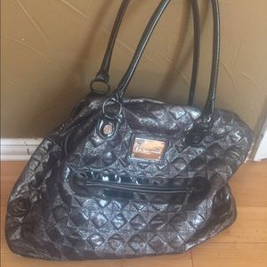 Betsy Johnson gunmetal weekender bag