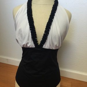 Ujena one piece bathing suit black and white