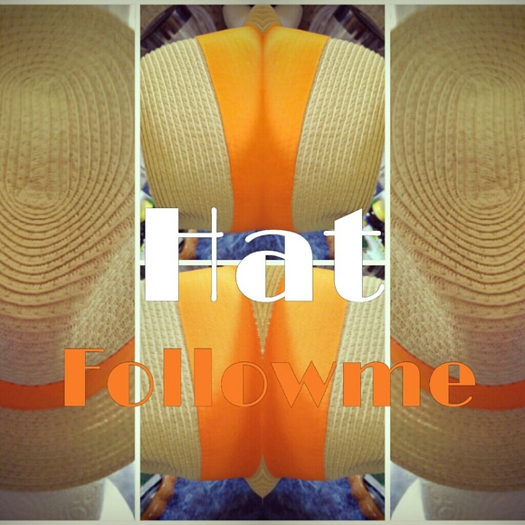 Straw Orange Ribbon Hat - Picture 1 of 1