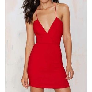 Nasty gal Billie crossover bodycon dress--red