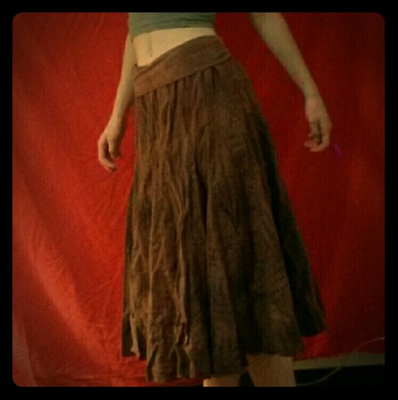 Reba brown mid length hippy skirt, size small
