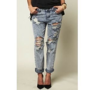 One Teaspoon Baggies Boyfriend Jeans Acid Wash