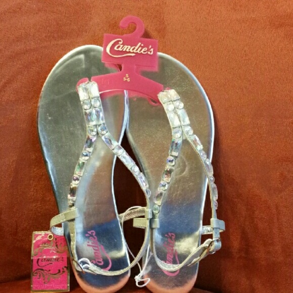 Candies silver sparkle flip flops - Picture 1 of 2