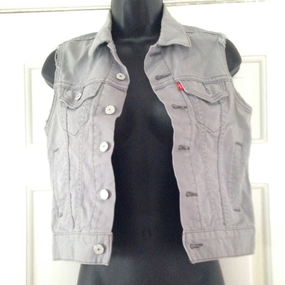grey jean vest