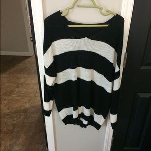 black & white striped sweater